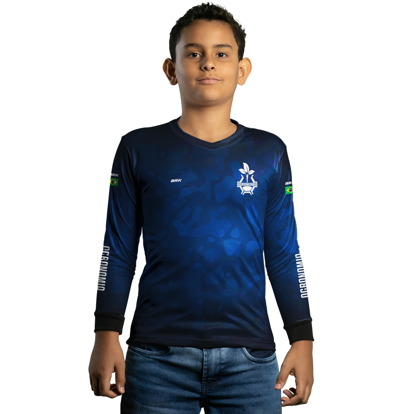Camisa Infantil Agro Brk Azul Símbolo Agronomia com UV50+ - Brk Agro