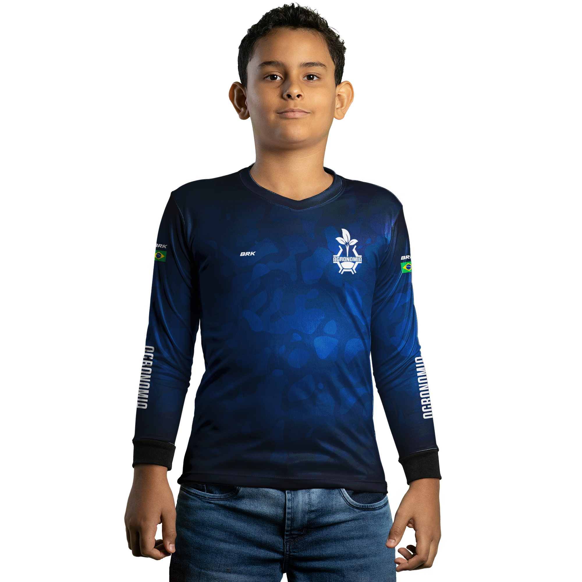 Camisa Infantil Agro Brk Azul Símbolo Agronomia com UV50+ - Brk Agro