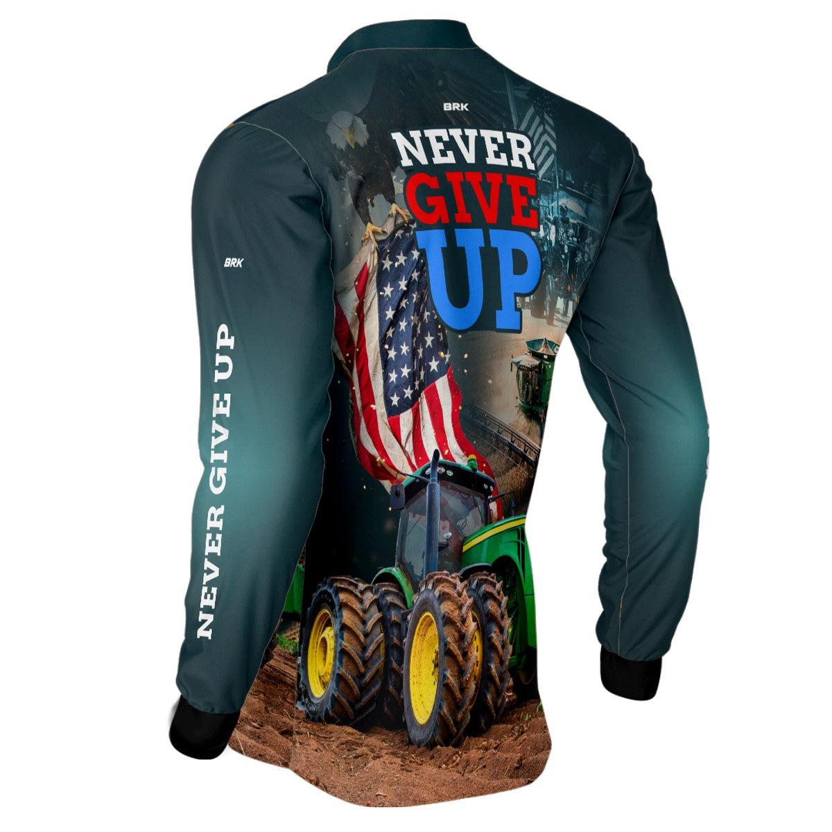 Camisa Agro Brk Never Give Up Trator Verde com Proteção Solar UV50+ - Brk Agro