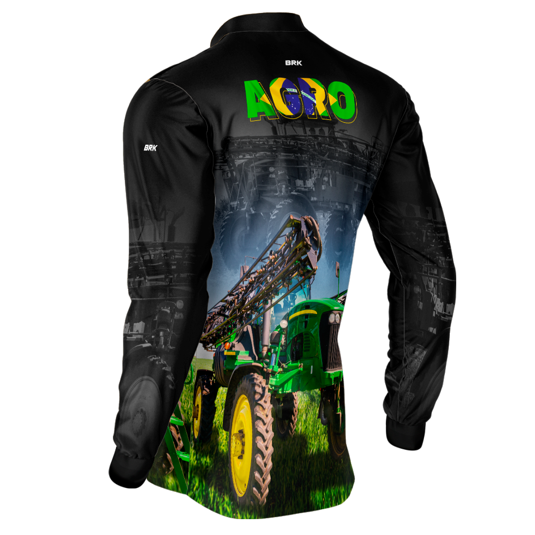 Camisa Agro Brk Preta Agro Pulverizador com UV50+ - Brk Agro
