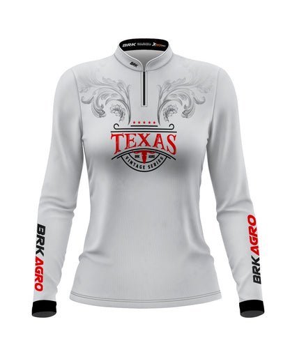 Camisa Agro Brk Feminina Texas Vintage Branca com Proteção com Proteção Solar UV50+ - BRK AGRO