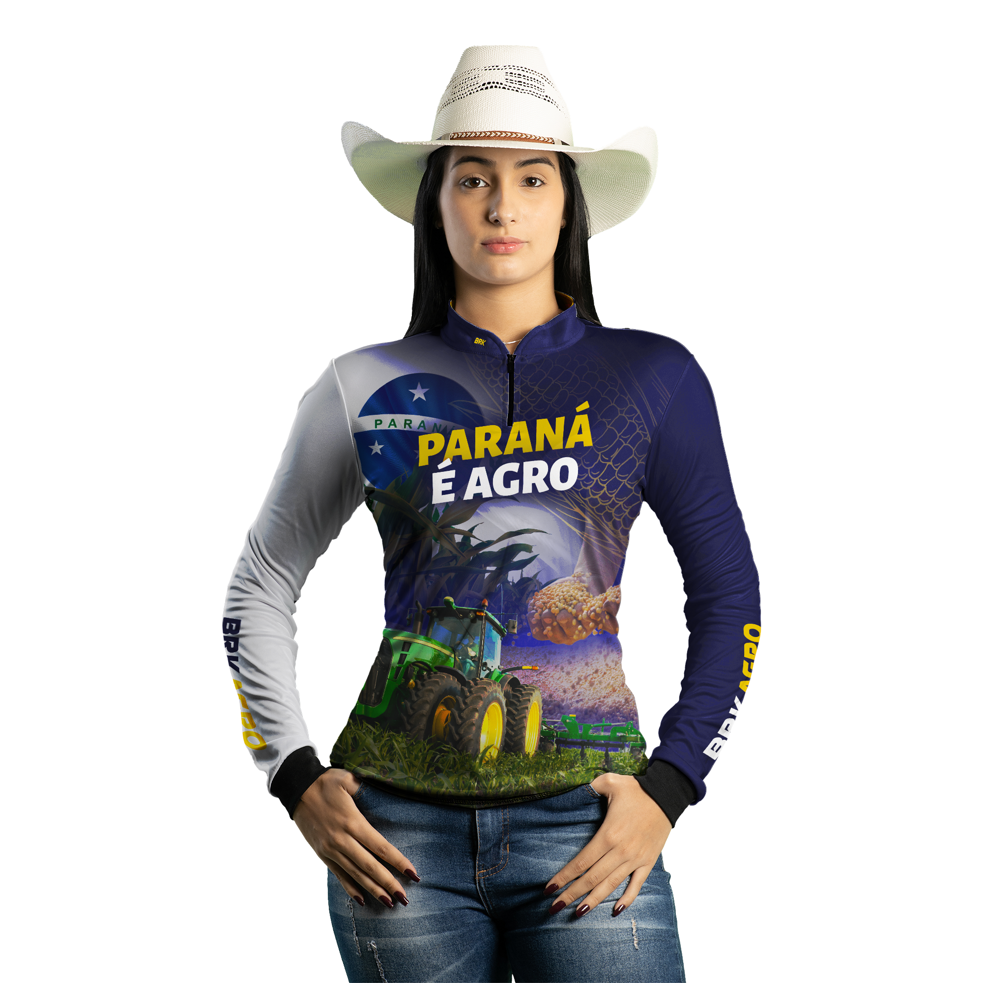 Camisa Agro Brk Paraná é Agro Milho e Soja com Proteção Solar UV50+ - BRK AGRO