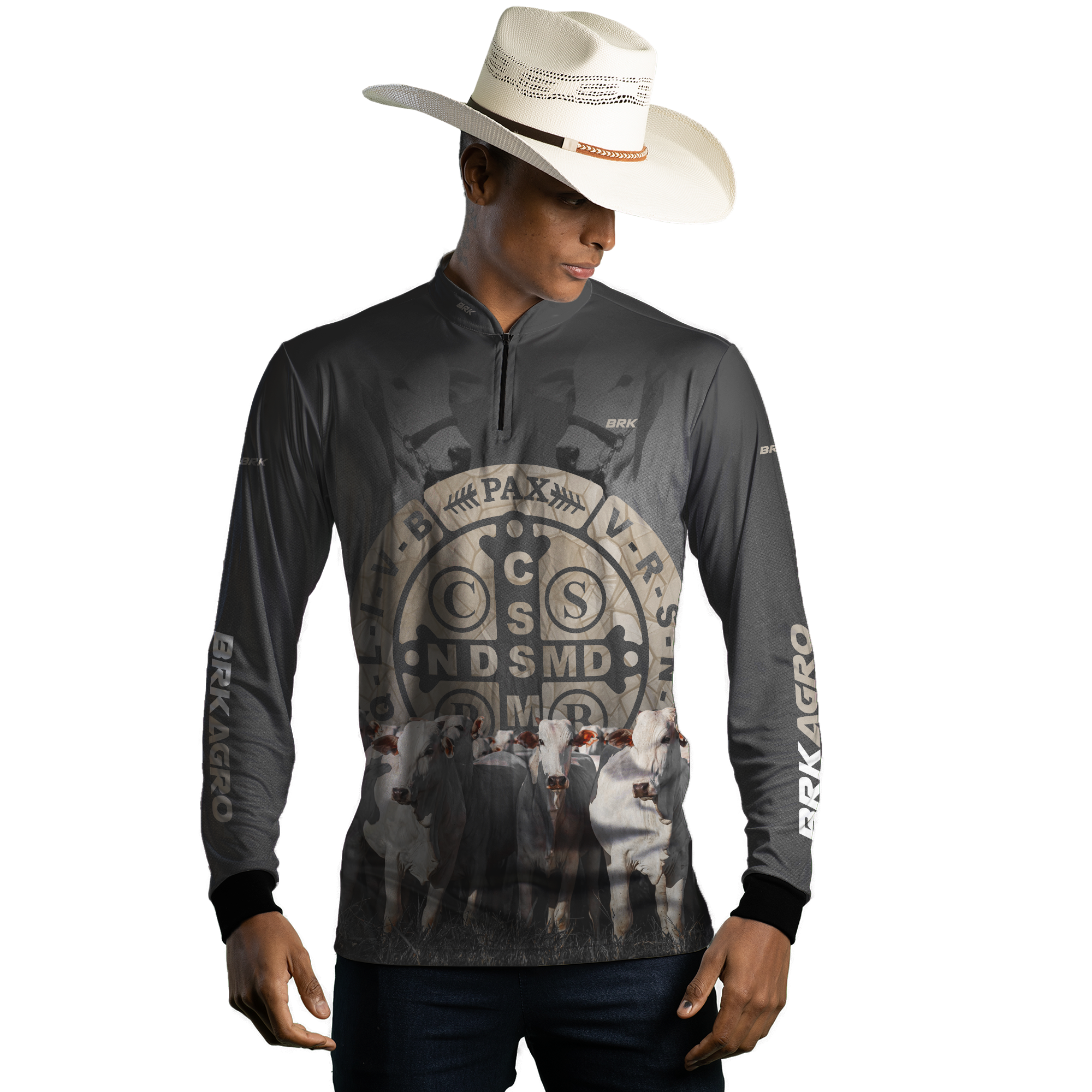 Kit 1 Boné Trucker Agro São Bento + 1 Camisa Agro Brk Pecuária São Bento com Proteção Solar UV50+ - Brk Agro