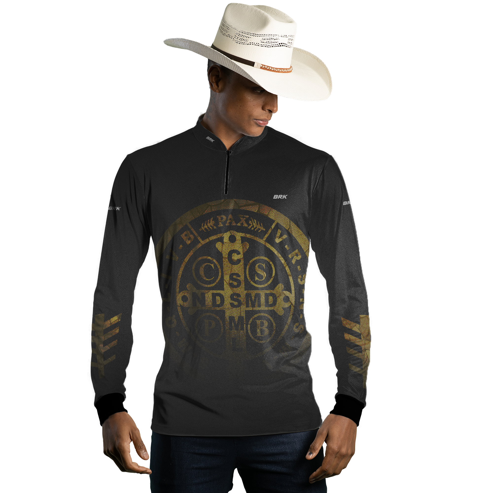 Kit 1 Boné Trucker Agro São Bento + 1 Camisa Agro São Bento Degradê com Proteção Solar UV50+ - Brk Agro