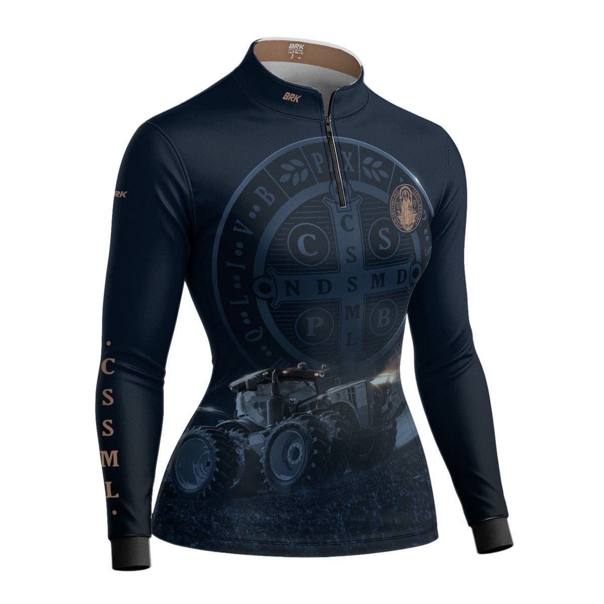 Camisa Agro Feminina Brk Azul Trator e São Bento com Proteção UV50+ - Brk Agro