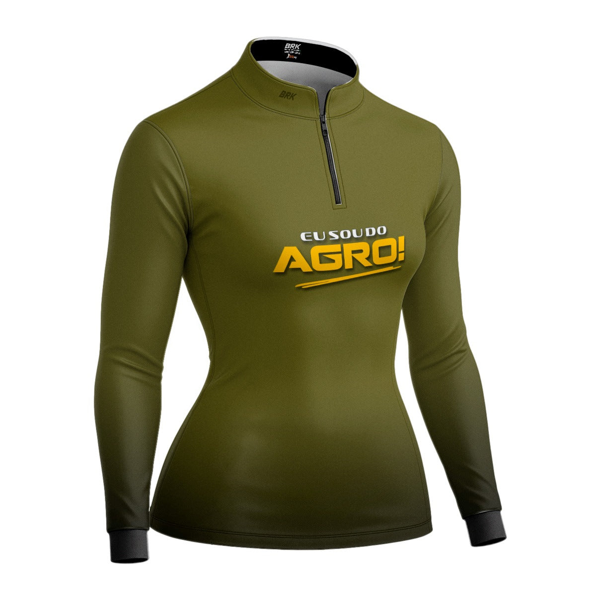 Camisa Agro Feminina Brk Eu Sou Do Agro Clean Verde Musgo com Proteção Solar UV50+ - Brk Agro