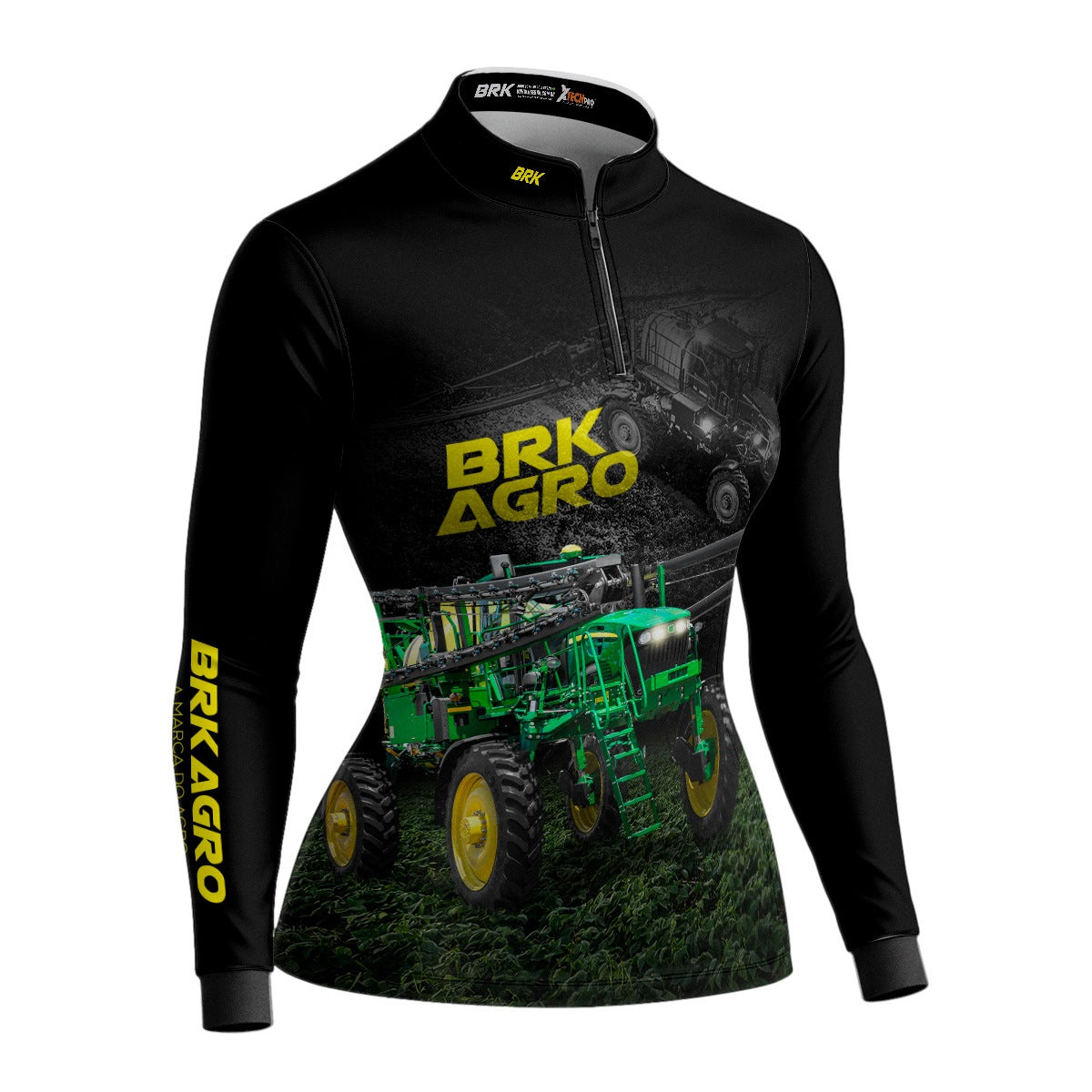 Camisa Agro Feminina Brk Trator Pulverizador M4000 Escura com Proteção Solar UV50+ - Brk Agro