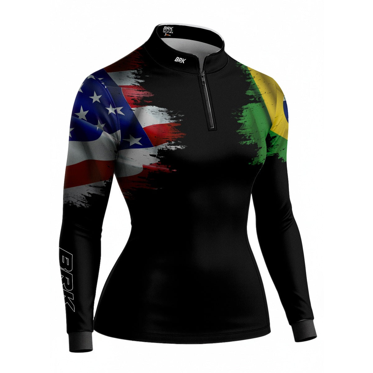 Camisa Agro Feminina Brk Bandeira Brasil Estados Unidos com UV50+ - Brk Agro