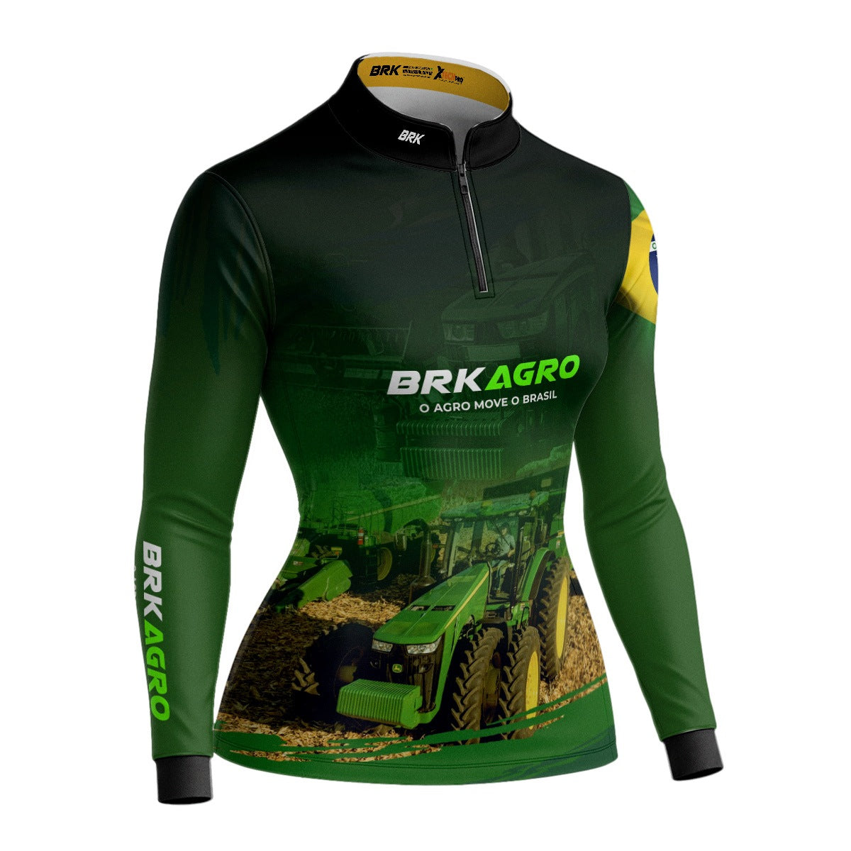 Camisa Agro Feminina Brk Verde o Agro Move o Brasil com Proteção Solar UV50+ - Brk Agro