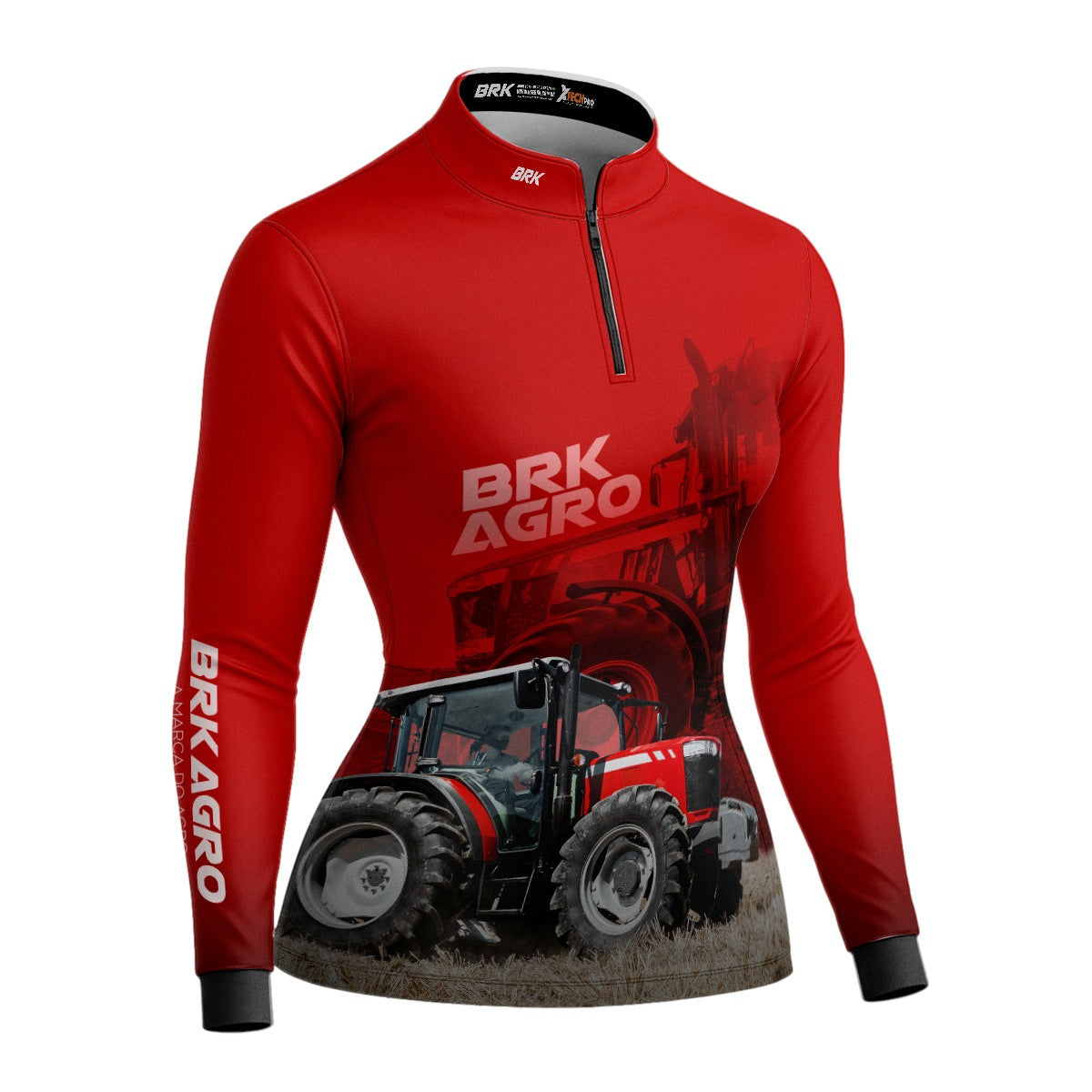 Camisa Agro Feminina Brk Trator MF 4707 Vermelho com Proteção Solar UV50+ - Brk Agro