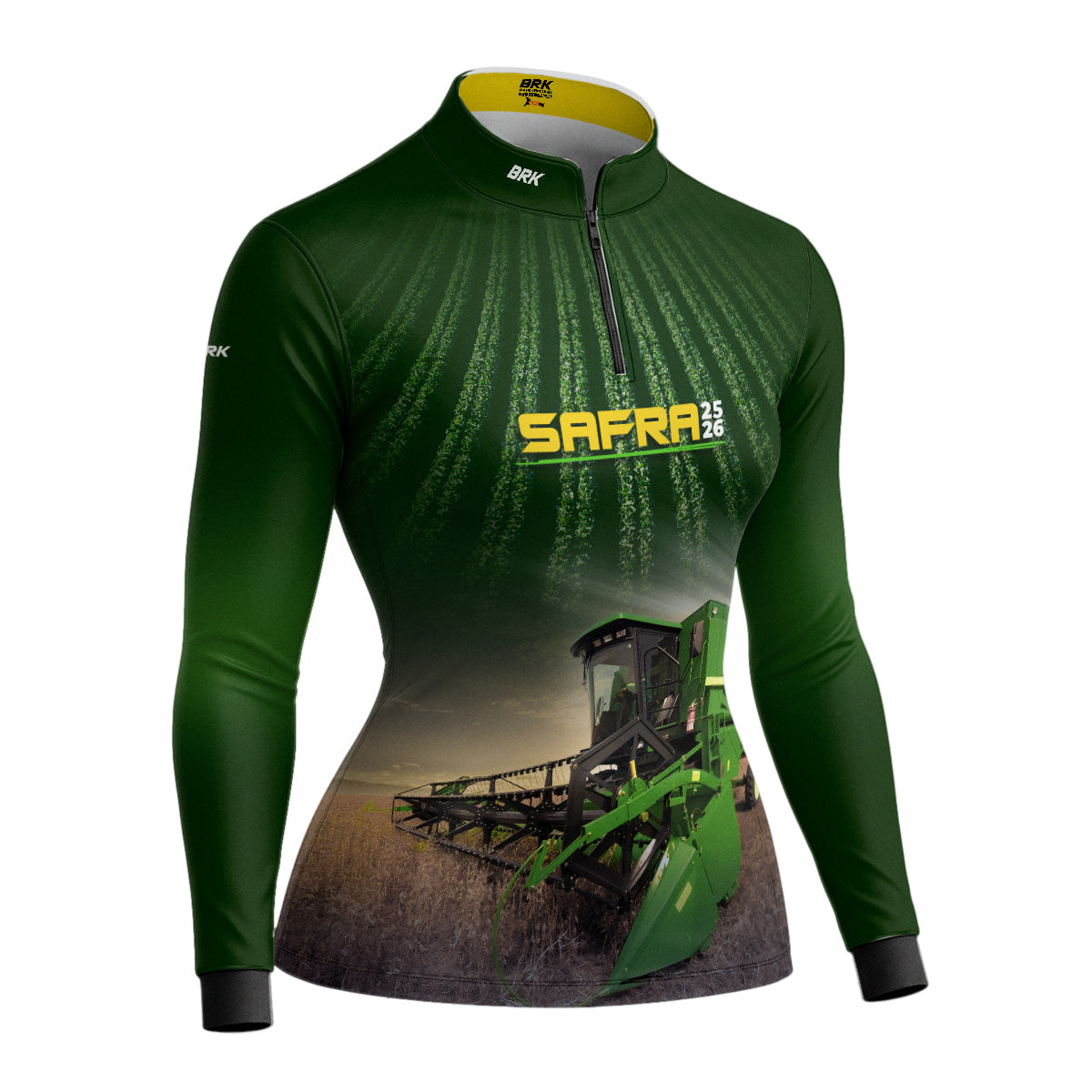 Camisa Agro Feminina Brk Safra Colhe Soja Verde com Proteção Solar UV50+ - Brk Agro