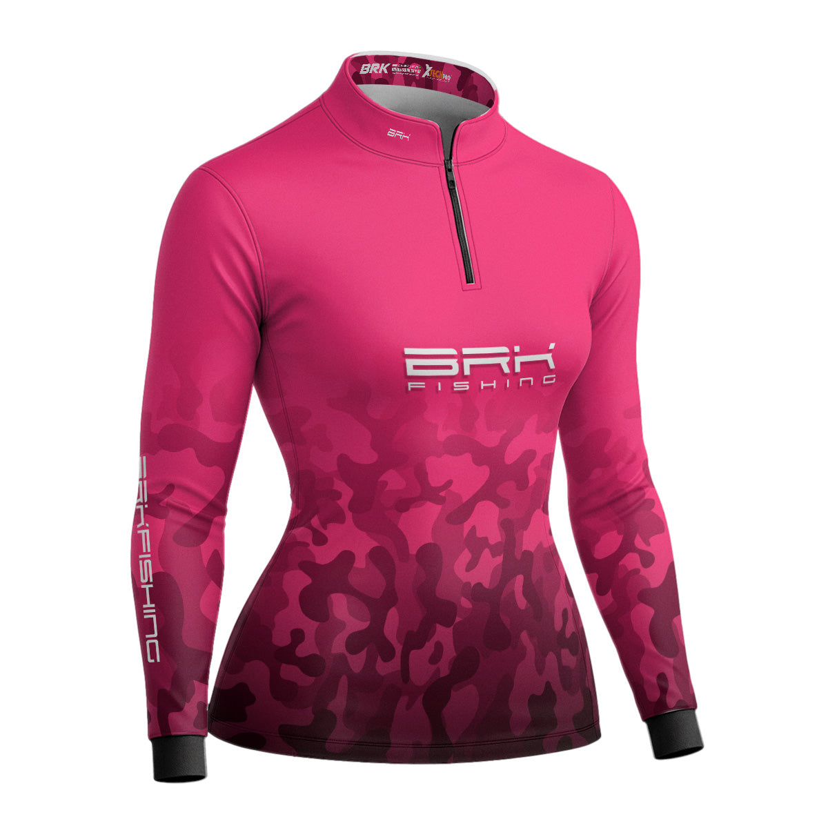 Camisa Feminina de Pesca  Brk Rosa Camuflada com Proteção UV50+