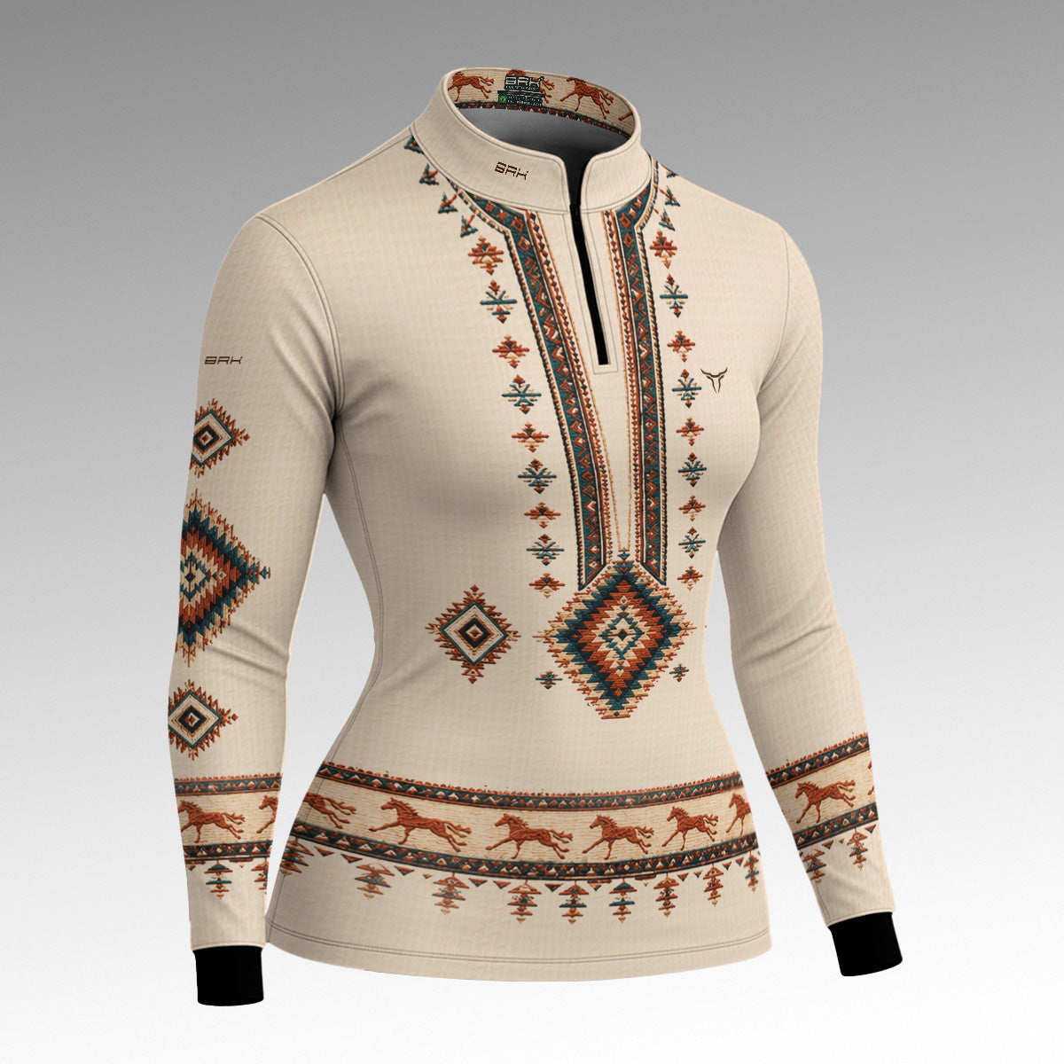 Camisa Feminina Apache Creme Multicolorido com UV50