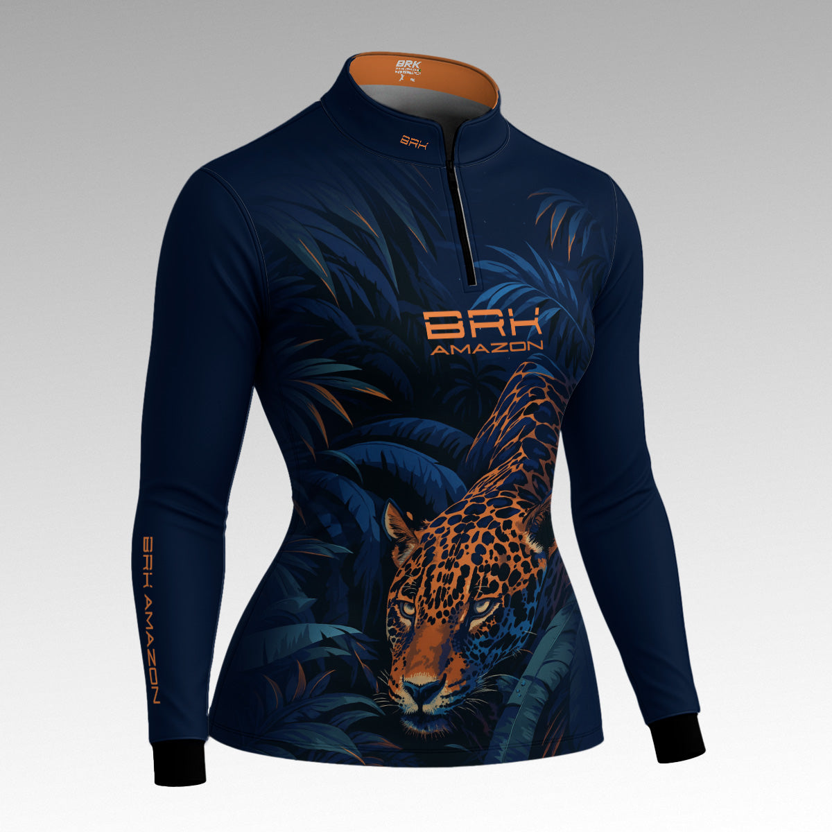 Camisa de Pesca Feminina Brk Amazon Onça Azul com Proteção UV50