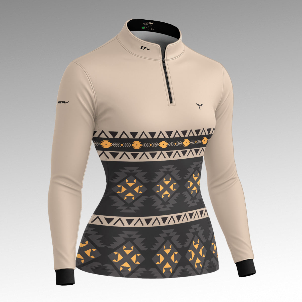 Camisa Feminina Apache Cinza Amarelo com UV50