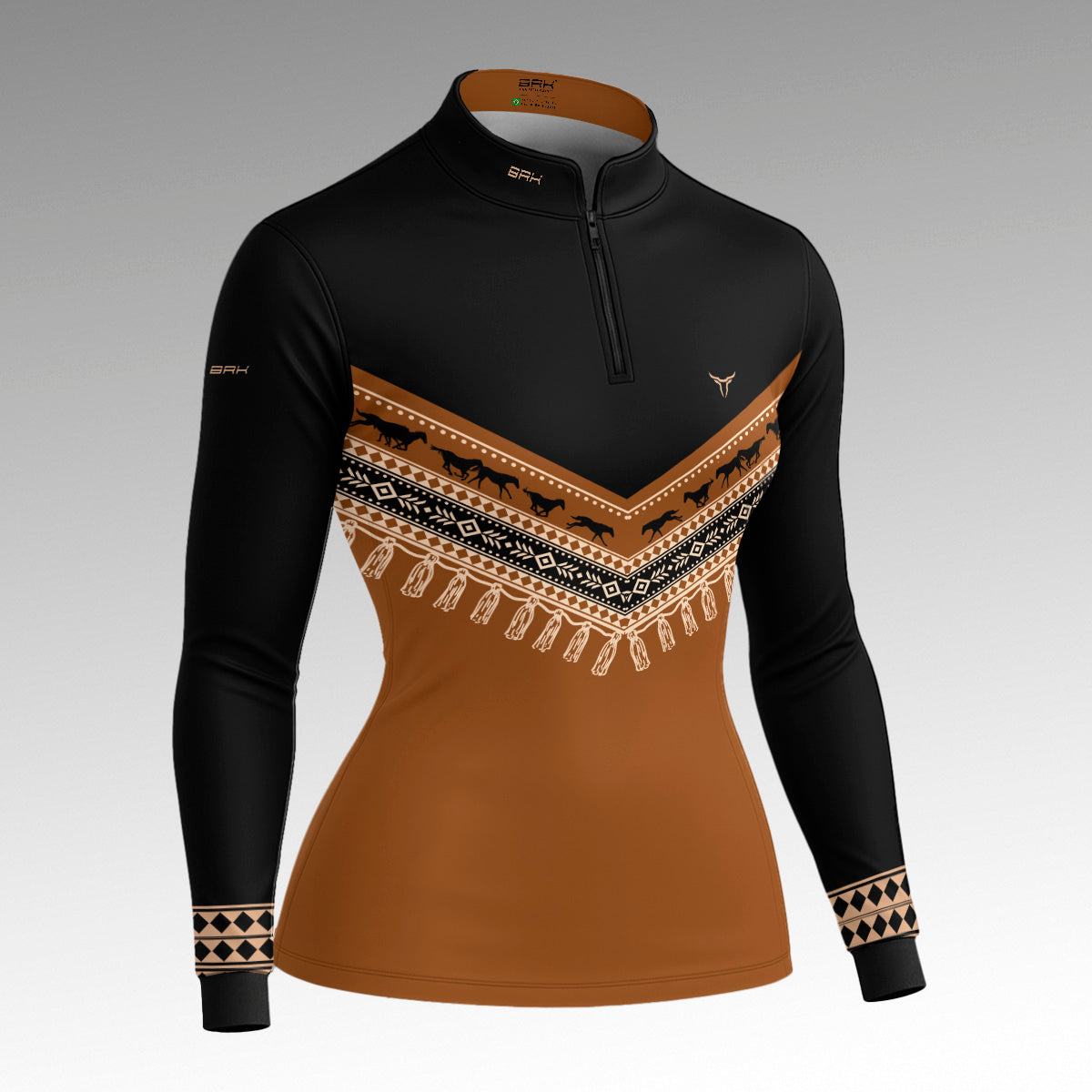 Camisa Feminina Apache Cavalos e Franjas com UV50