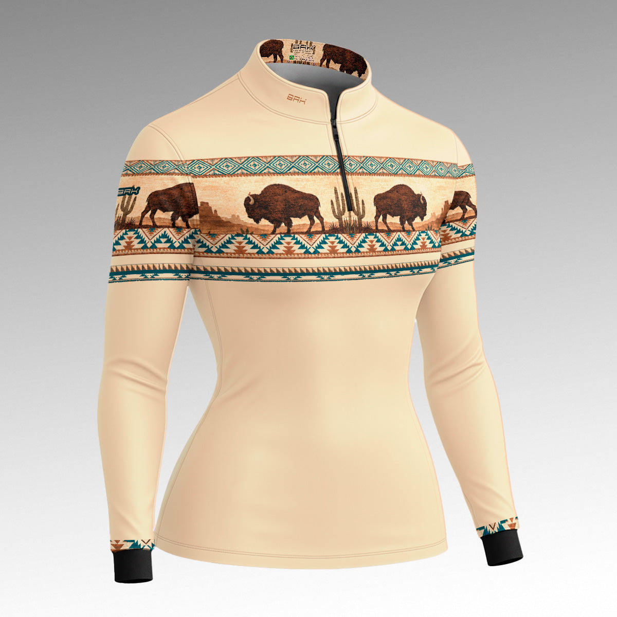 Camisa Feminina Búfalos Branco Apache com UV50