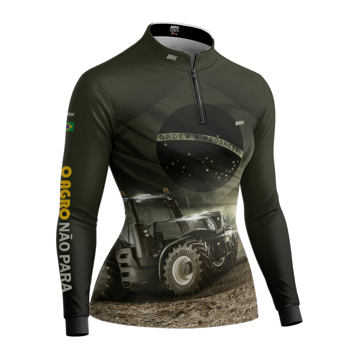 Camisa Agro Feminina Brk Trator Bandeira do Brasil com Proteção Solar UV50+ - Brk Agro