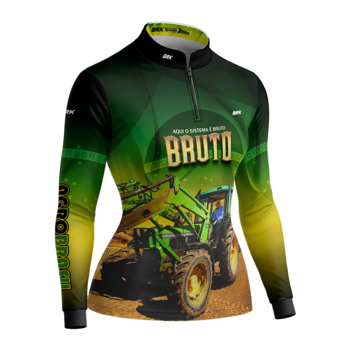 Camisa Agro Feminina Brk Trator Aqui o Sistema é Bruto com Proteção UV50+ - Brk Agro