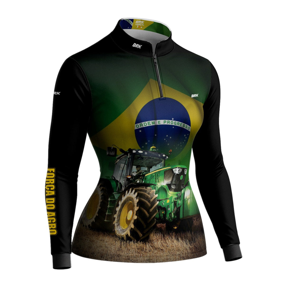 Camisa Agro Feminina Brk Trator Verde Brasil com Proteção Solar UV50+ - Brk Agro