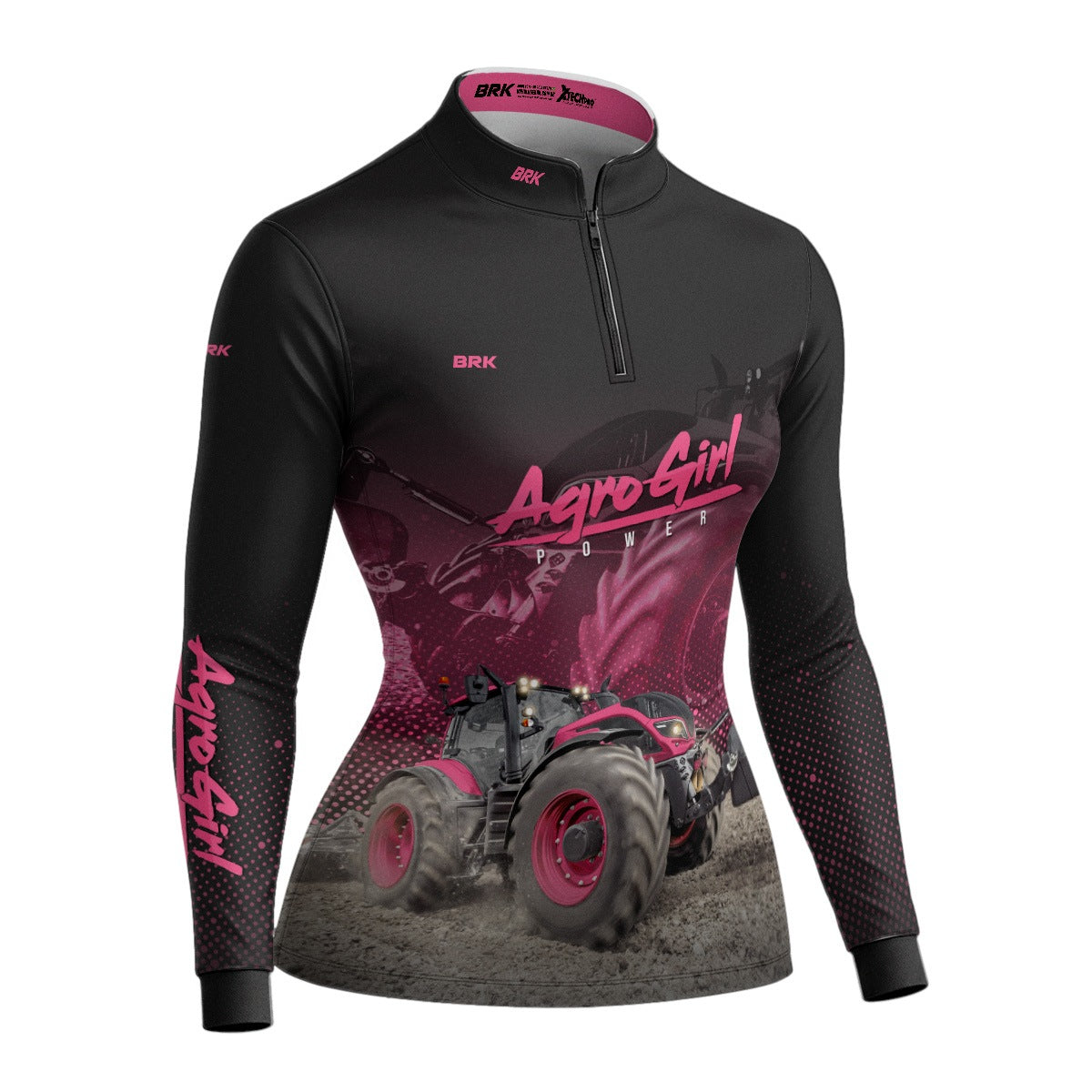Camisa Feminina Agro Brk Agro Girl Power Rosa com Proteção Solar UV50+ - Brk Agro