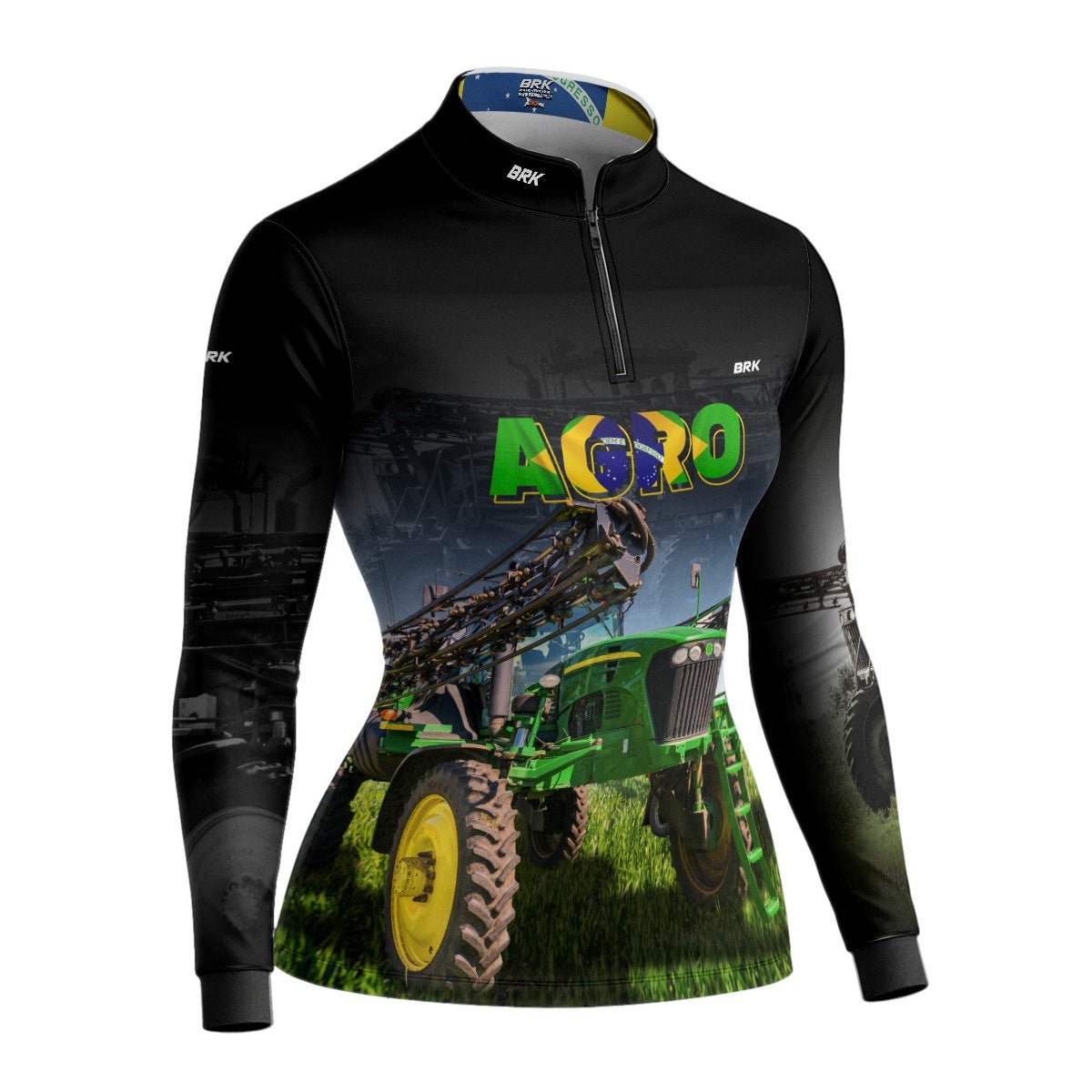 Camisa Agro Feminina Brk Preta Agro Pulverizador com UV50+ - Brk Agro