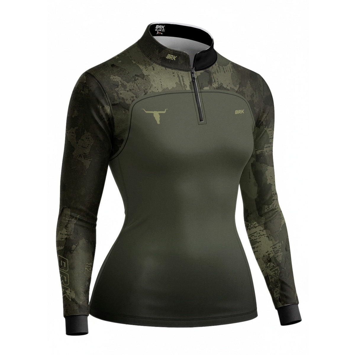 Camisa Feminina Agro Brk Camu Verde Long Horn com Proteção Solar UV50+ - Brk Agro