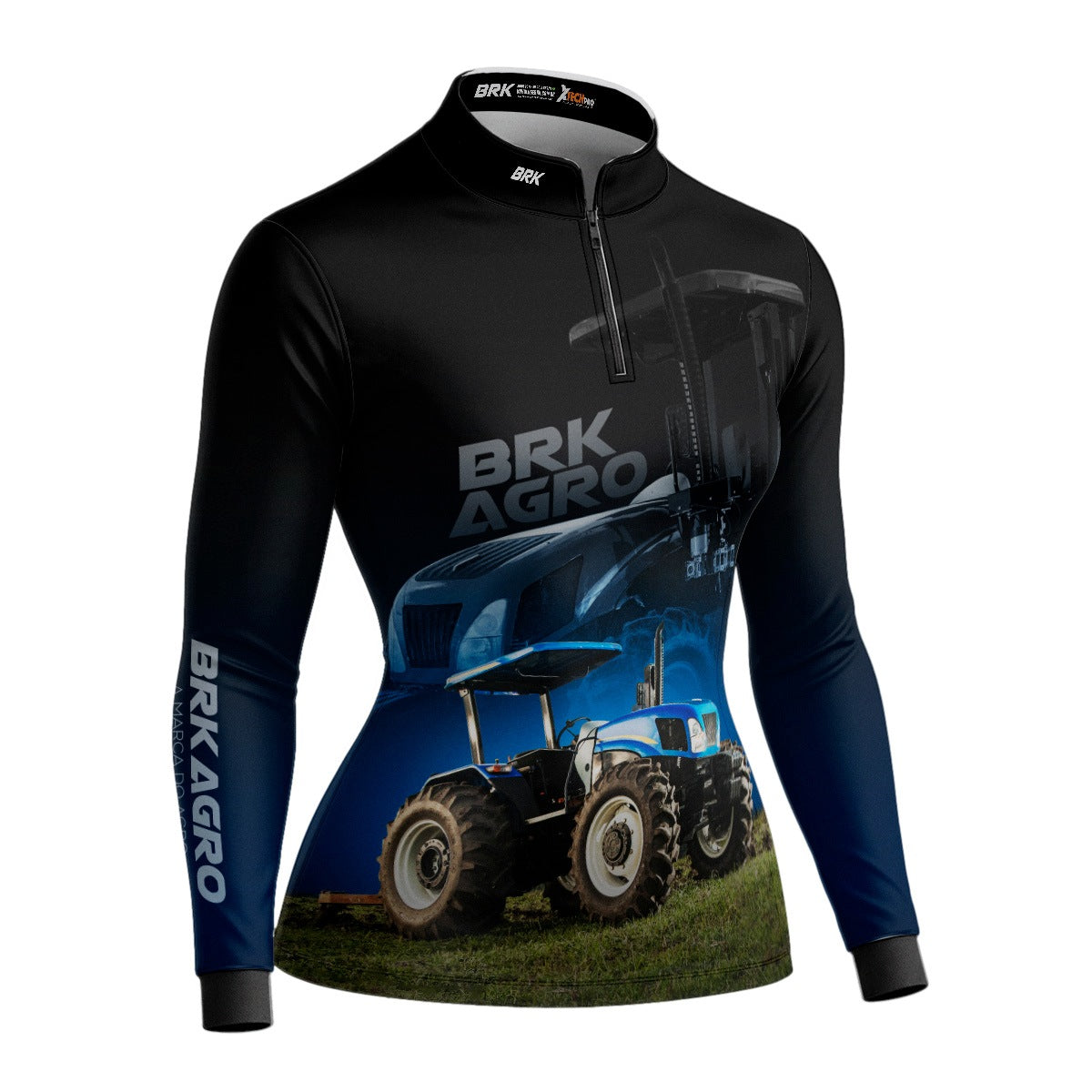 Camisa Agro Feminina Brk Trator TL5 Azul com Proteção Solar UV50+ - Brk Agro