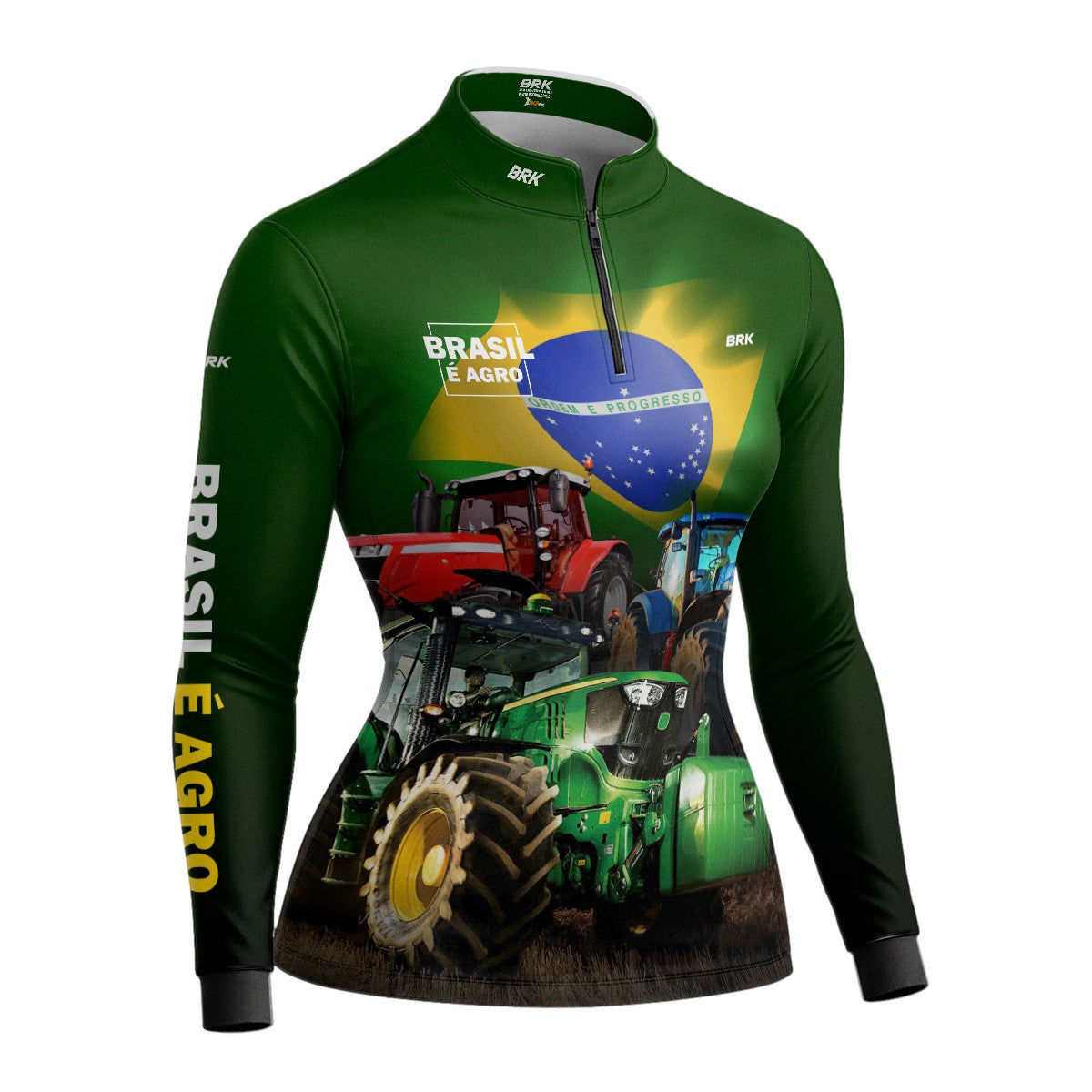 Camisa Agro Feminina Brk Brasil é Agro Verde com Proteção UV50+ - Brk Agro