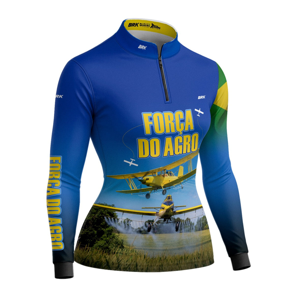 Camisa Agro Feminina Brk Azul Aviação Agrícola com Proteção UV50+ - Brk Agro