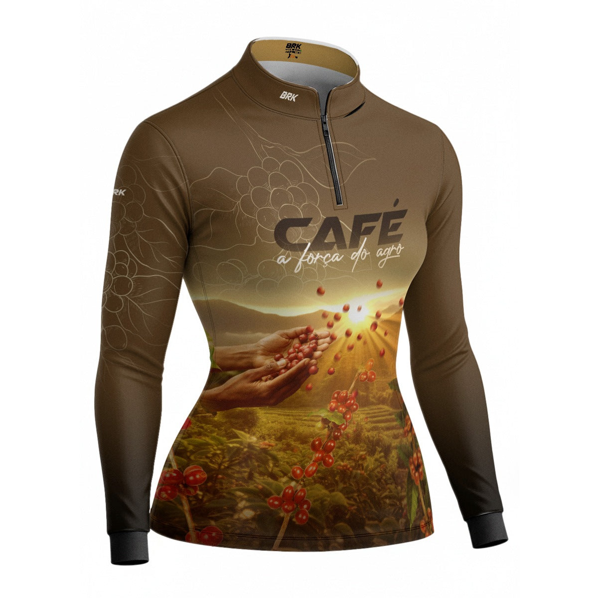 Camisa Agro Feminina Brk Café A Força do Agro com Proteção Solar UV50+ - Brk Agro