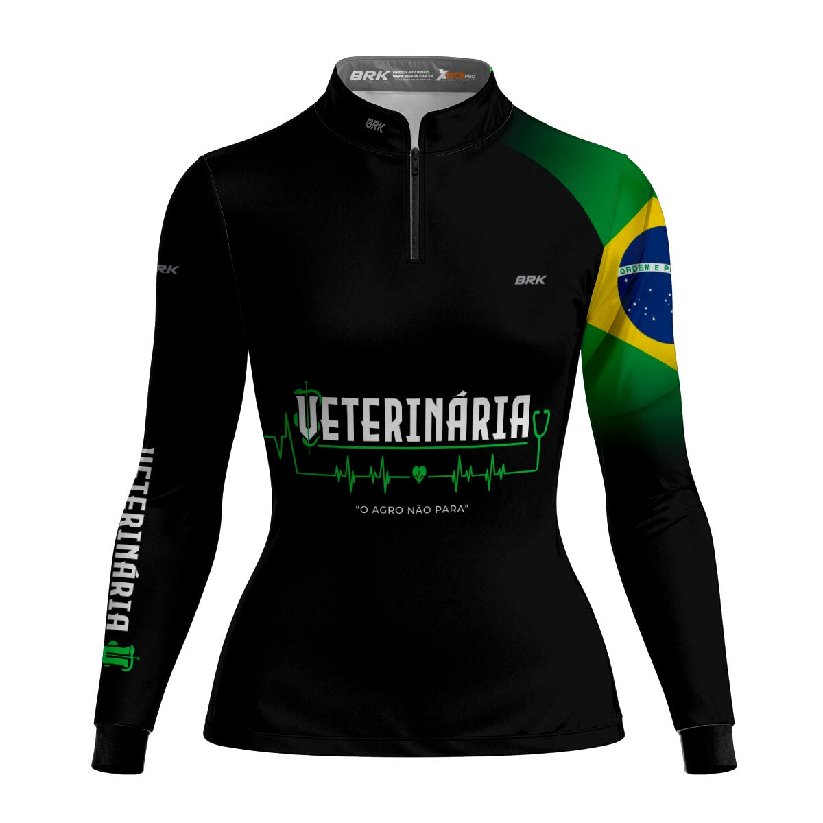 Camisa Agro Feminina Brk Veterinária Preta com UV50+ - Brk Agro