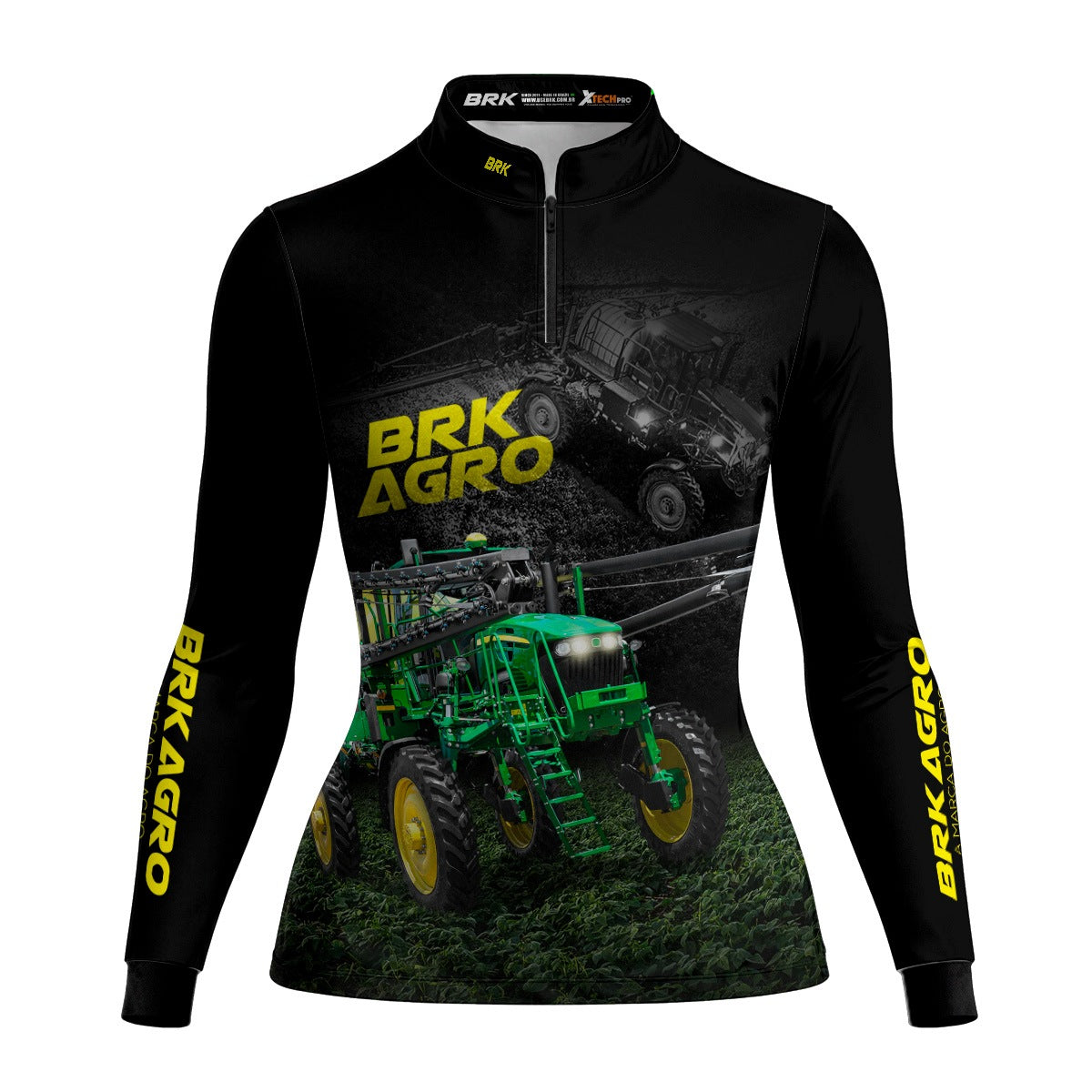 Camisa Agro Feminina Brk Trator Pulverizador M4000 Escura com Proteção Solar UV50+ - Brk Agro