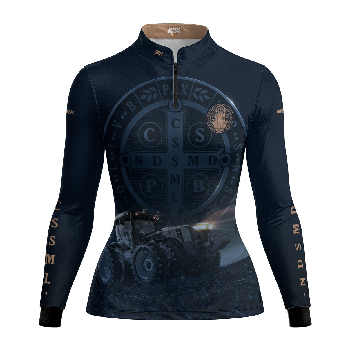 Camisa Agro Feminina Brk Azul Trator e São Bento com Proteção UV50+ - Brk Agro