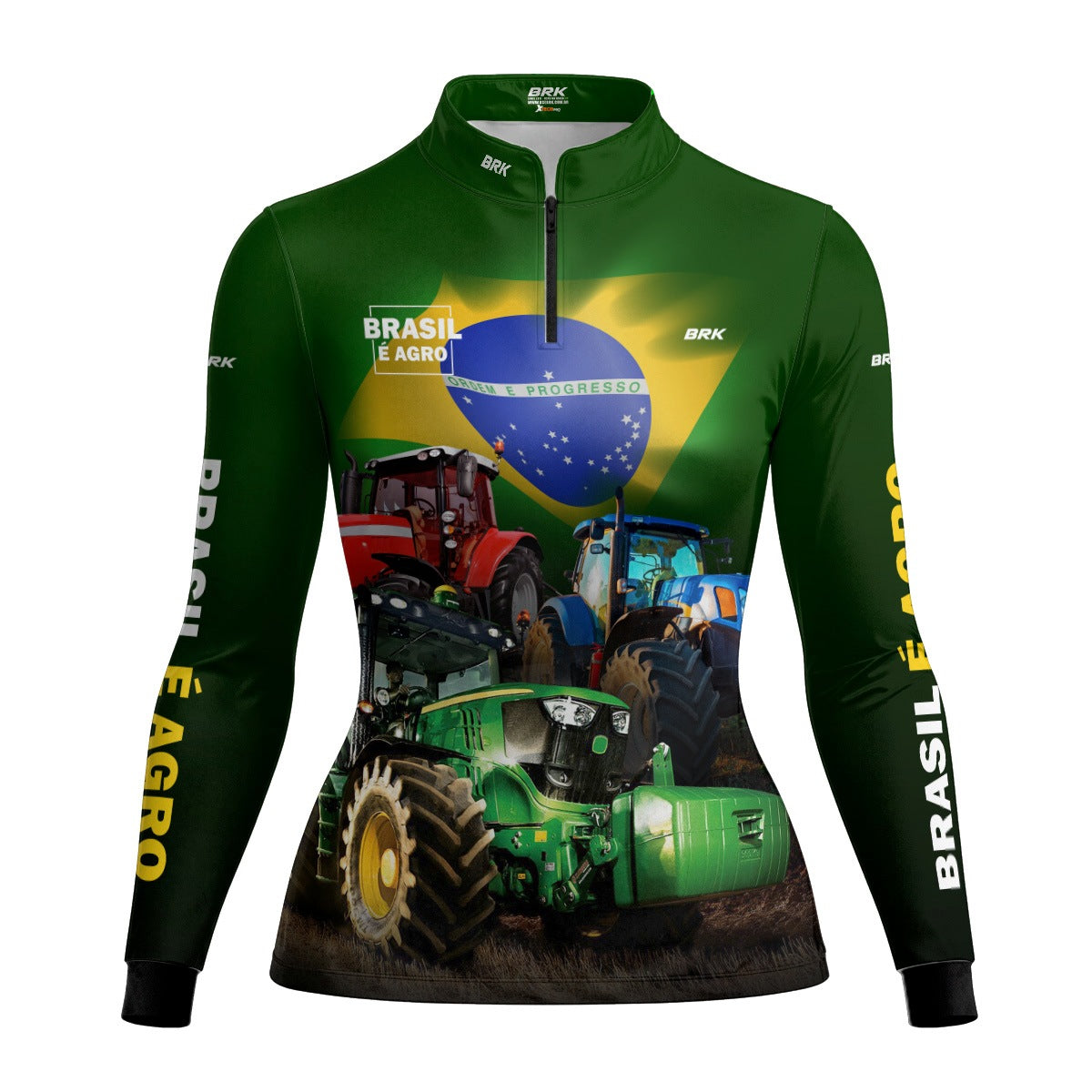 Camisa Agro Feminina Brk Brasil é Agro Verde com Proteção UV50+ - Brk Agro