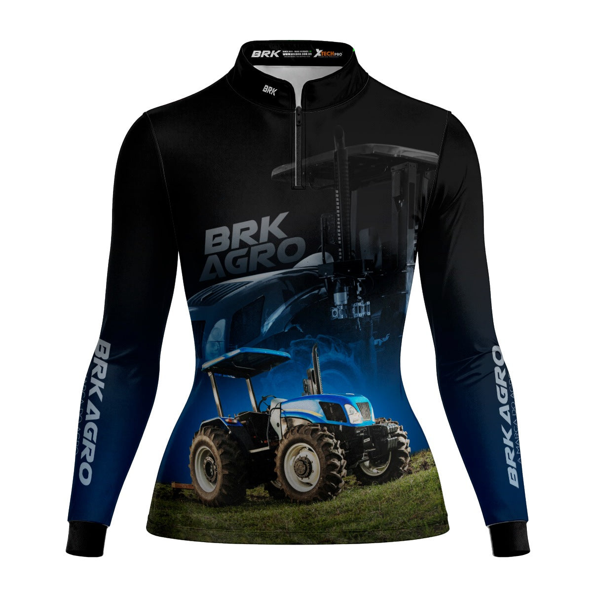 Camisa Agro Feminina Brk Trator TL5 Azul com Proteção Solar UV50+ - Brk Agro