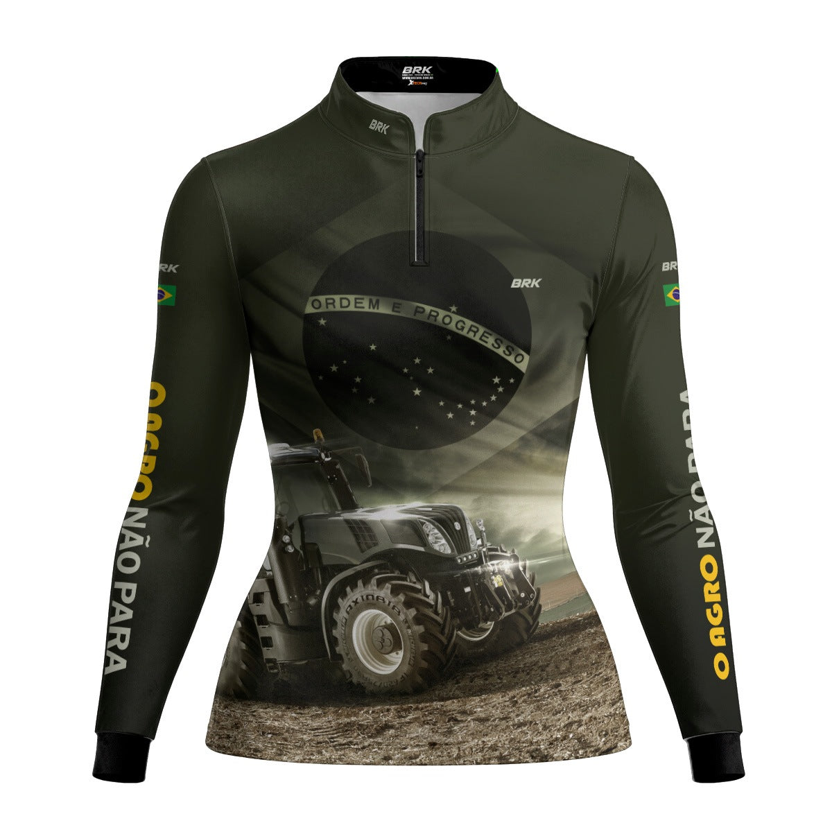 Camisa Agro Feminina Brk Trator Bandeira do Brasil com Proteção Solar UV50+ - Brk Agro