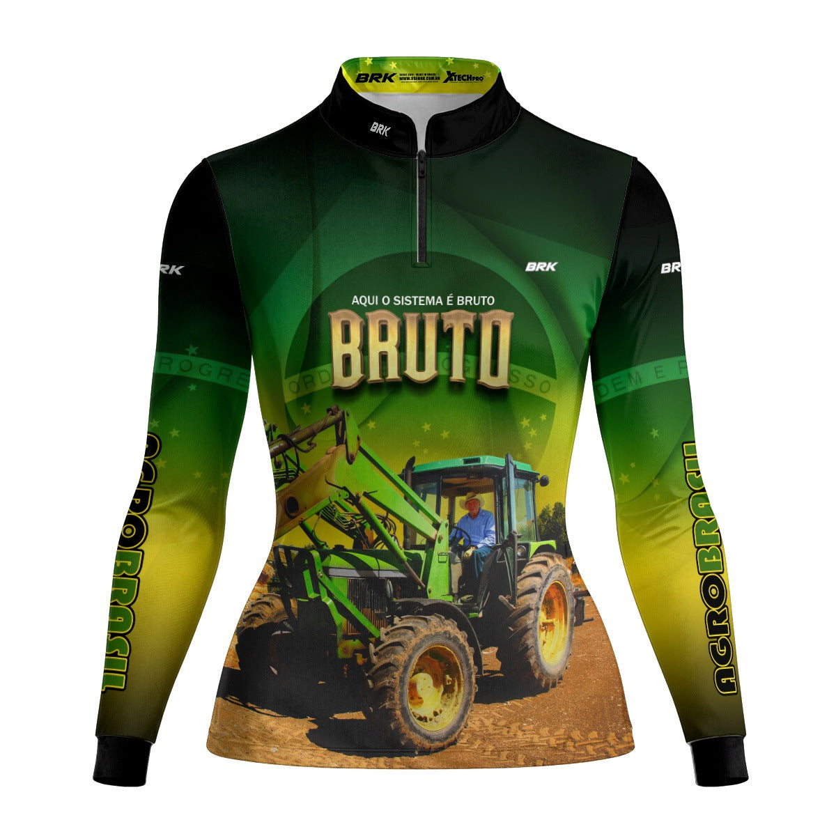 Camisa Agro Feminina Brk Trator Aqui o Sistema é Bruto com Proteção UV50+ - Brk Agro