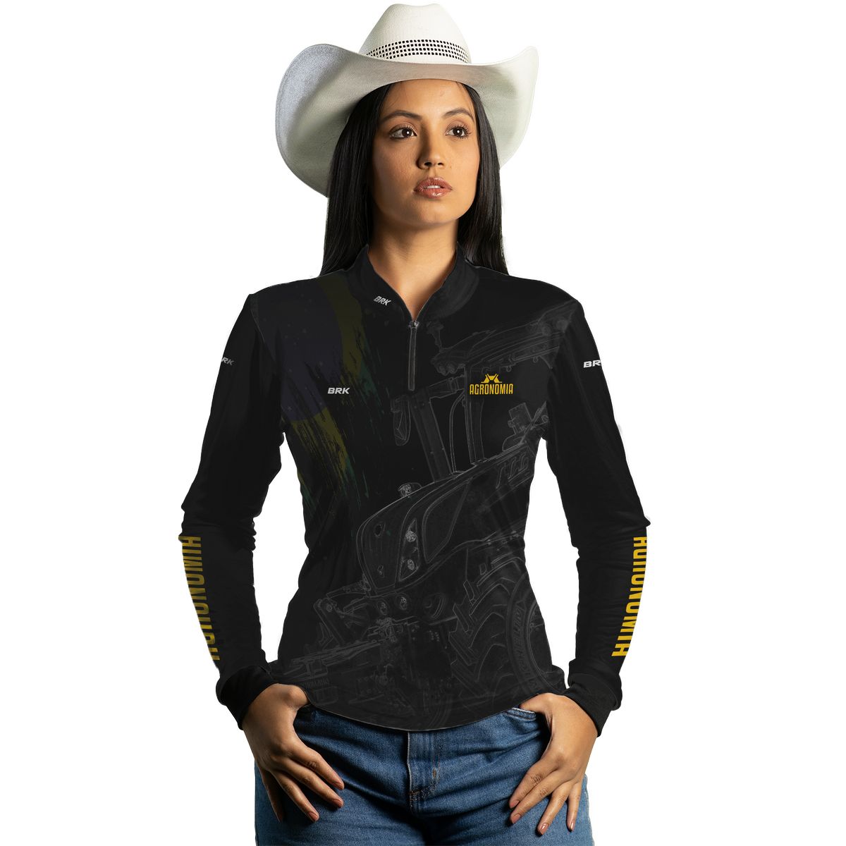 Camisa Agro Feminina Brk Agronomia Preta 2 com UV50+ - Brk Agro