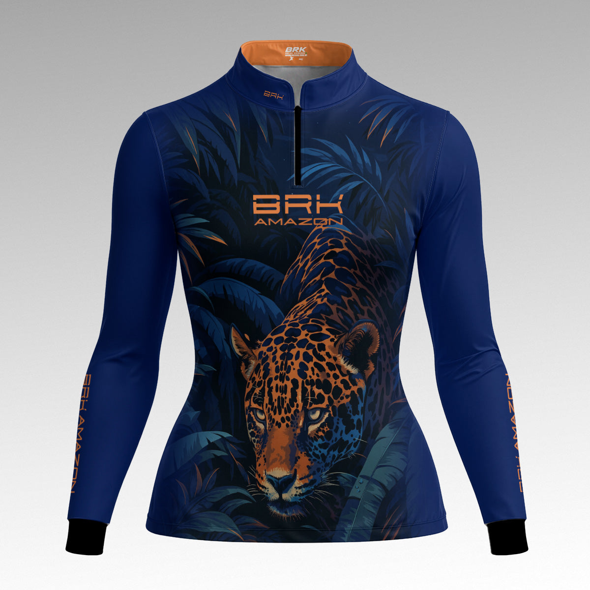 Camisa de Pesca Feminina Brk Amazon Onça Azul com Proteção UV50