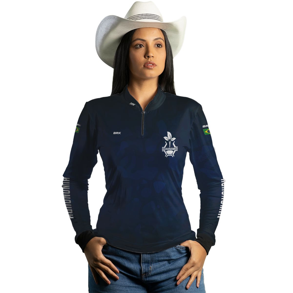 Camisa Agro Feminina Brk Azul Símbolo Agronomia com UV50+ - Brk Agro