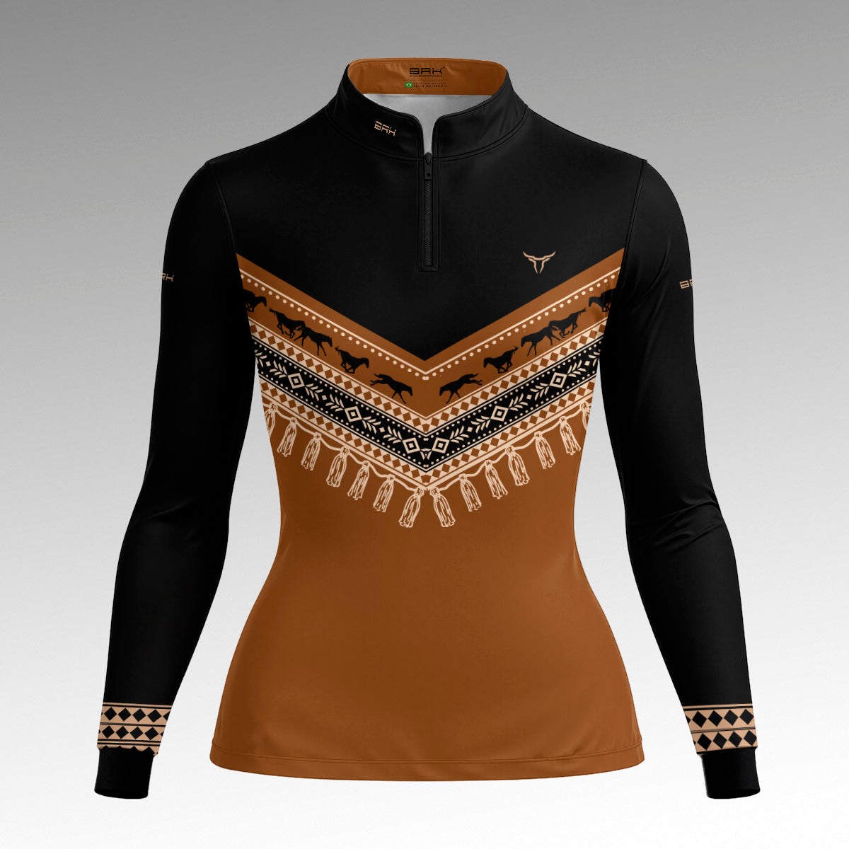 Camisa Feminina Apache Cavalos e Franjas com UV50