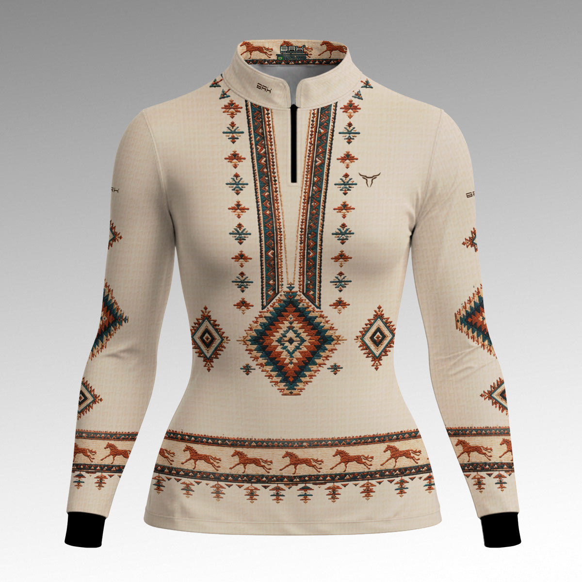 Camisa Feminina Apache Creme Multicolorido com UV50