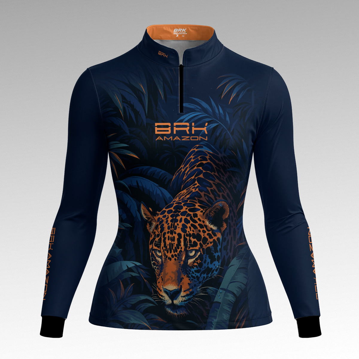 Camisa de Pesca Feminina Brk Amazon Onça Azul com Proteção UV50