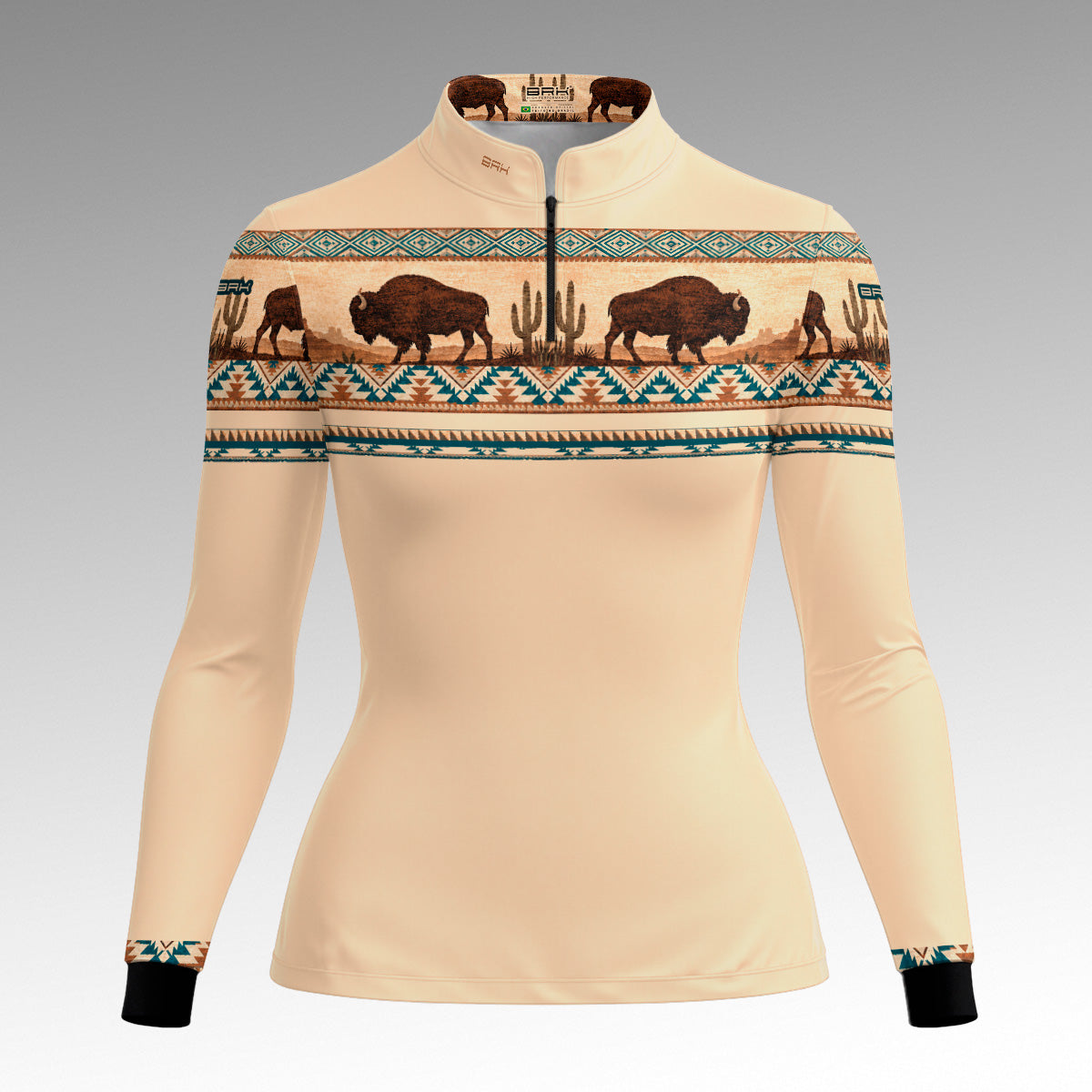Camisa Feminina Búfalos Branco Apache com UV50