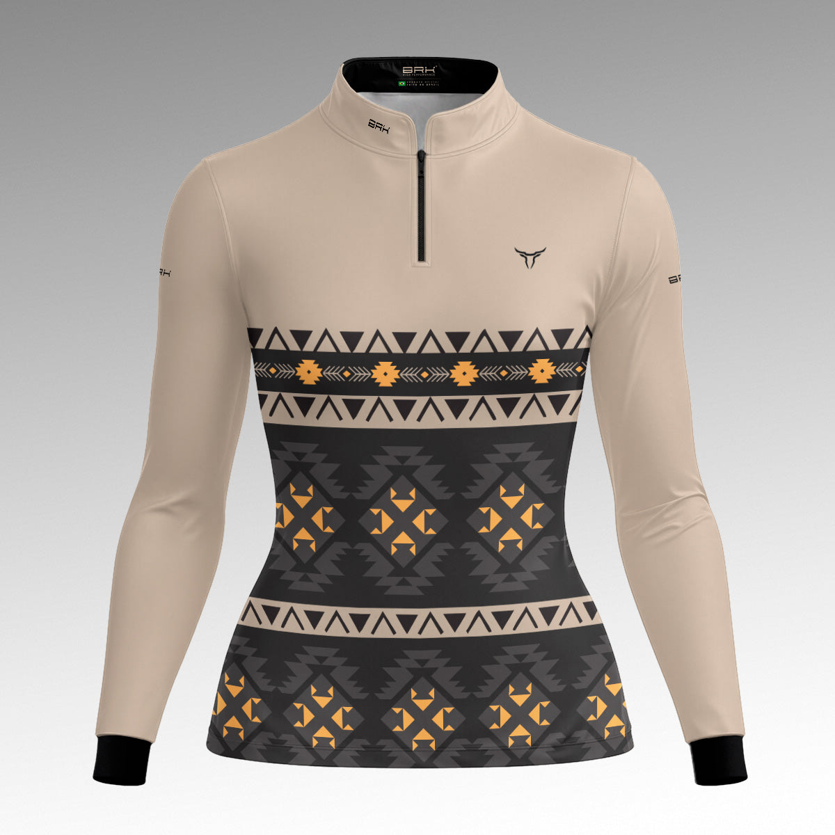 Camisa Feminina Apache Cinza Amarelo com UV50