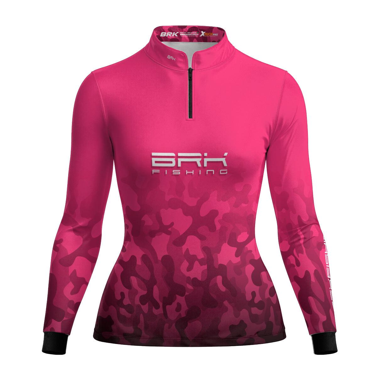 Camisa Feminina de Pesca  Brk Rosa Camuflada com Proteção UV50+