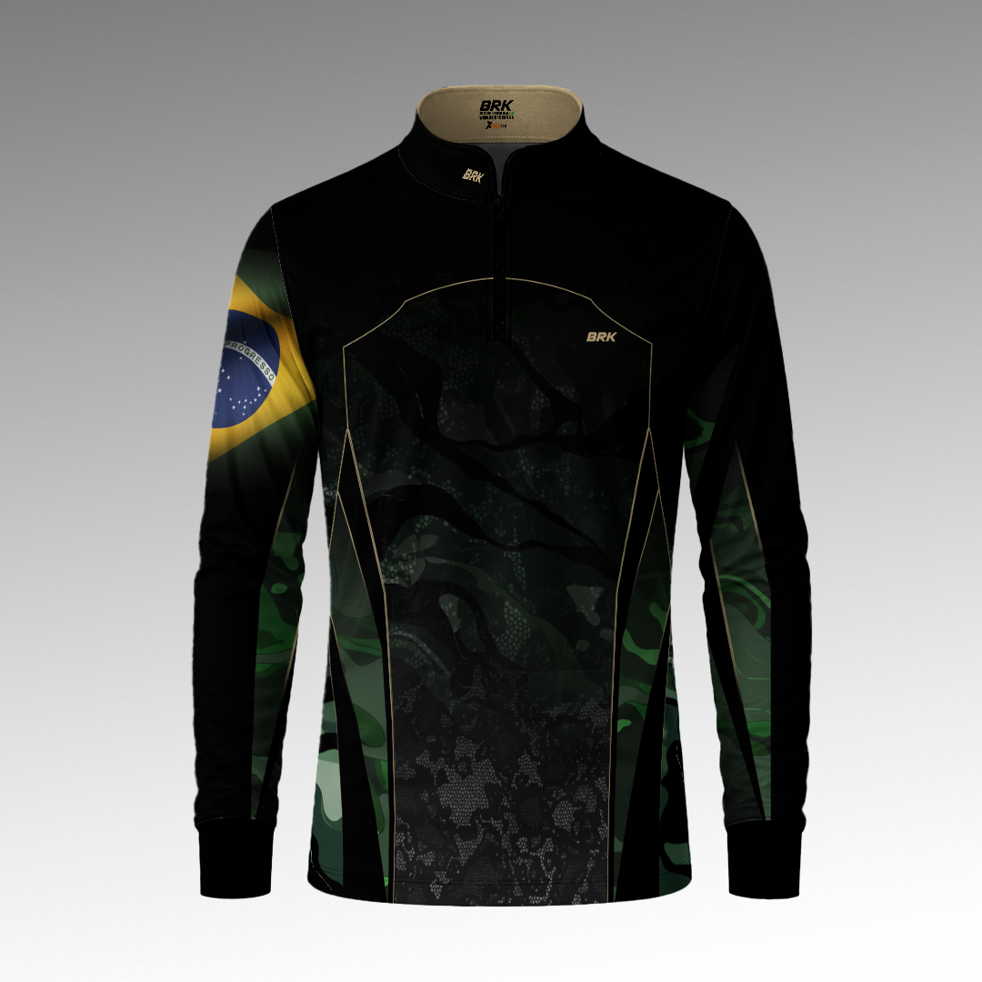 Camisa Agro Brk Camuflada Bandeira do Brasil com Proteção Uv50+ - Tamanho: M