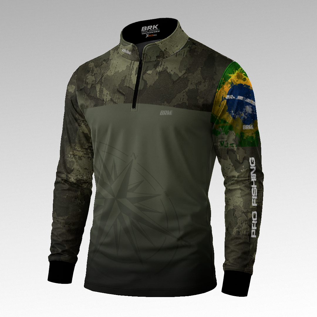 Camisa Agro Brk Bussola Brasil Camuflada com Proteção Uv50+ - Tamanho: G2