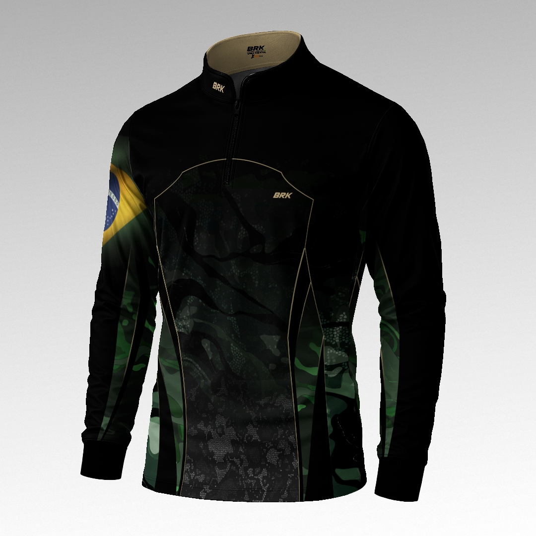 Camisa Agro Brk Camuflada Bandeira do Brasil com Proteção Uv50+ - Tamanho: M